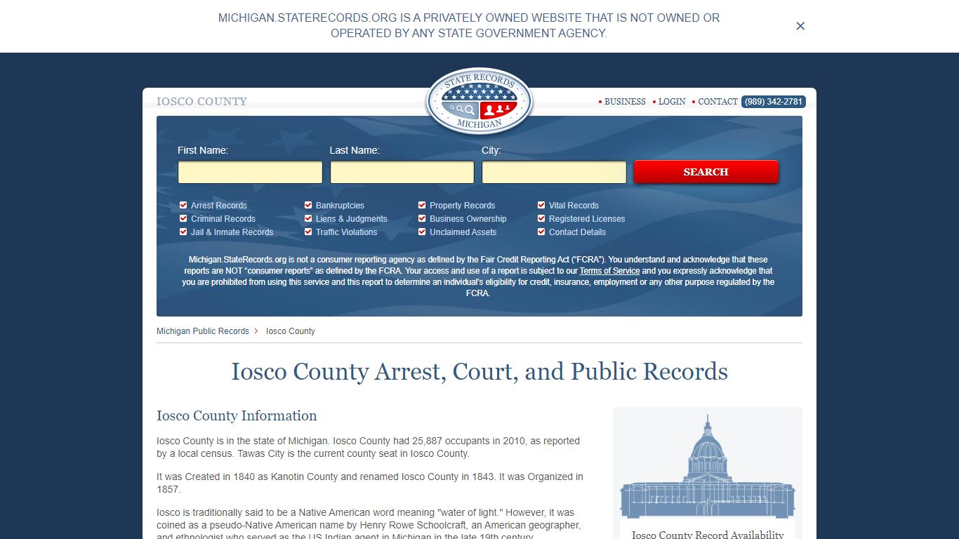 Iosco County Arrest, Court, and Public Records