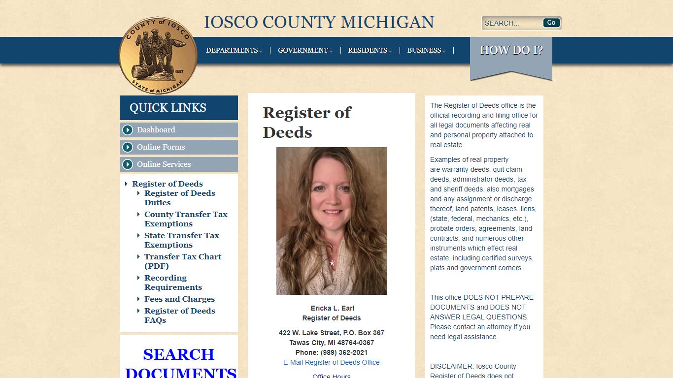 Register of Deeds - Iosco County