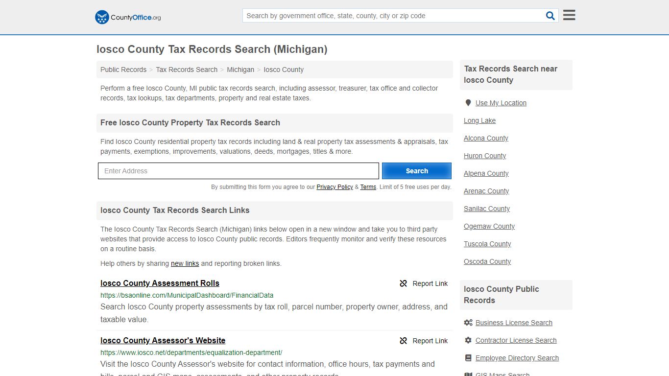 Tax Records Search - Iosco County, MI (Business ...